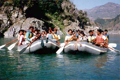 Rafting in whitw water in nepal